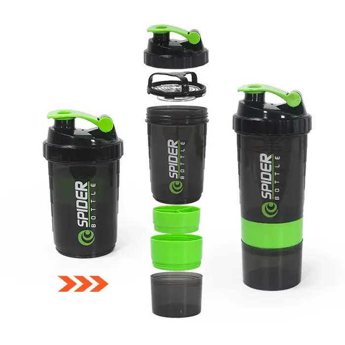 Bouteille shaker à 3 compartiments pour protéines