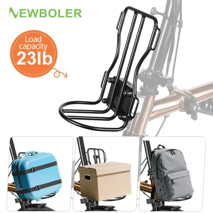 NEWBOLER Porte-bagages avant en métal pour vélo Brompton, étagère avant légère, porte-bagages, acces
