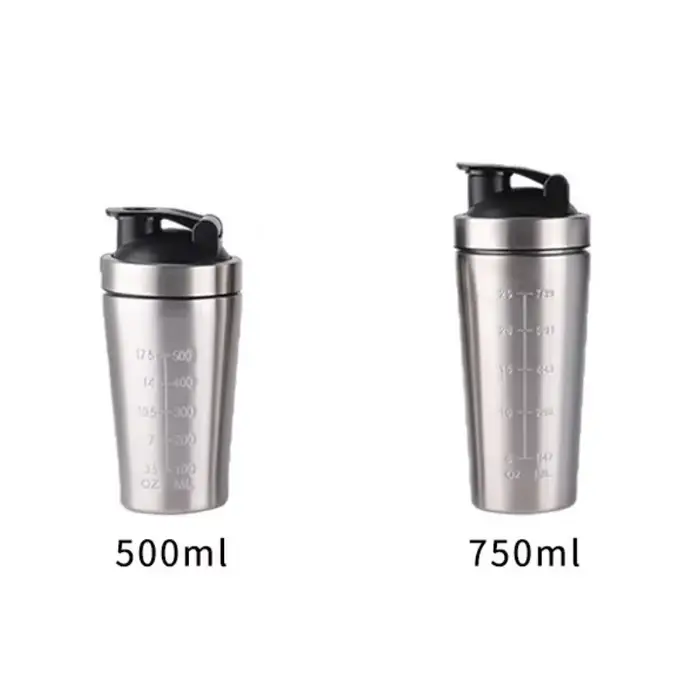 Bouteille Shaker de poudre de protéines en acier inoxydable de 500/750ml