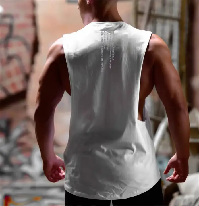Débardeurs de course pour hommes en coton à découpes latérales