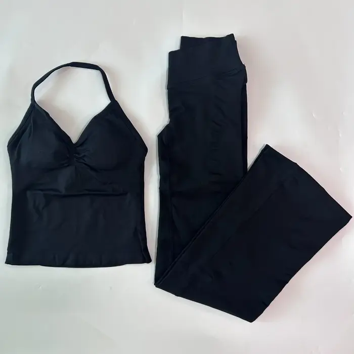 Ensembles de sport deux pièces pour femmes : débardeurs et leggings évasés, tenues de fitness, ensem