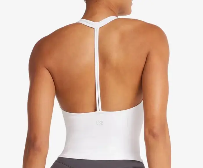 C-B Débardeur de yoga dos nu effet seconde peau pour femme / Short taille haute effet push-up, doux pour la peau, pour la gym, le Pilates et l'entraînement