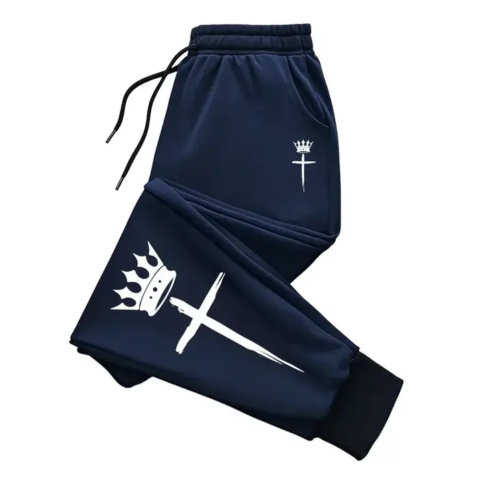 Pantalons de sport pour hommes décontracté offres spéciales pantalons de survêtement 2025 en plein air Jogging mode croix couronne imprimer quotidien polyvalent vêtements pour hommes