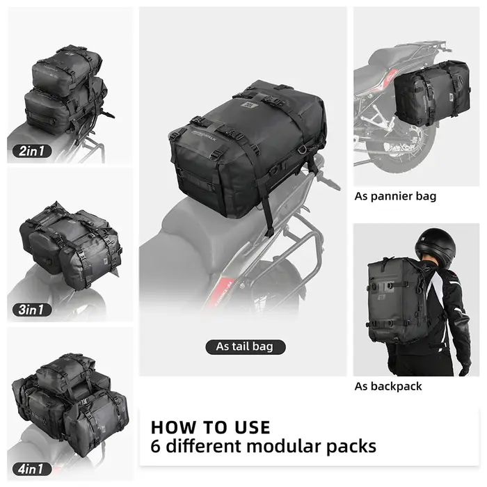 Bal inowalk-Sac de Voyage Latéral Étanche pour Moto, Sacoche de Selle de Moteur, 30l