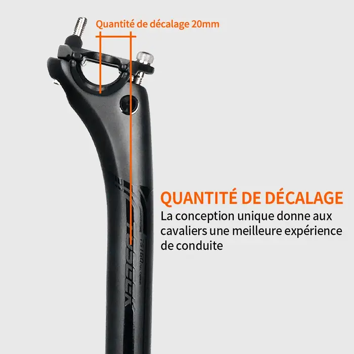 TOSEEK tige de selle en carbone 27.2 31.6mm longueur 400mm noir mat vtt