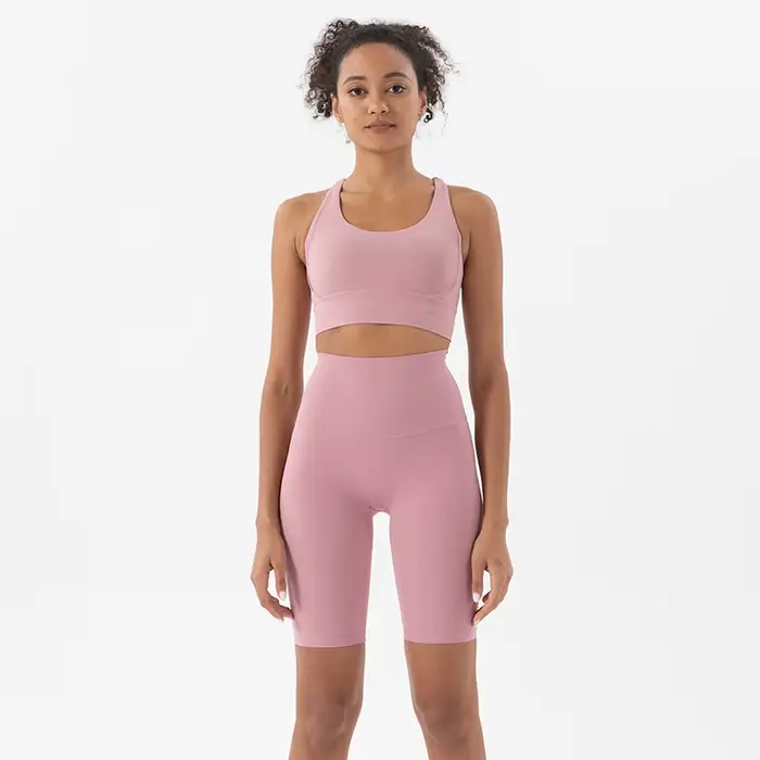 SOISOU-Ensemble de yoga en nylon pour femme, haut de soutien-gorge, short de cyclisme, vêtements de