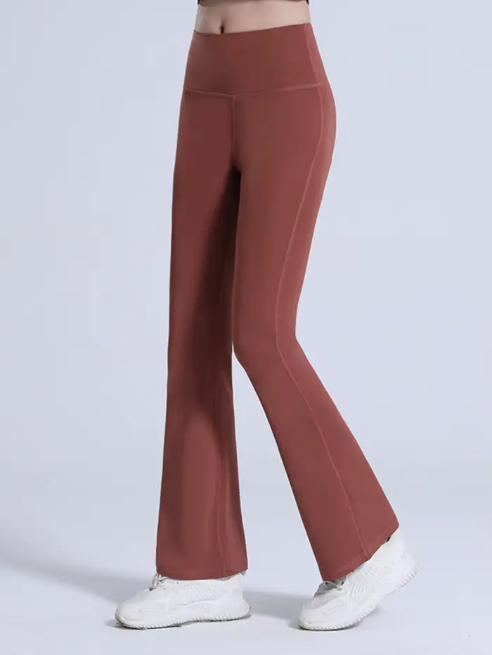 Pantalon de yoga taille haute à jambes larges pour femme, leggings de sport évasés, pantalon de cour