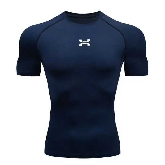 Vêtements de fitness, sweat-shirt de compression d'été à manches courtes pour hommes