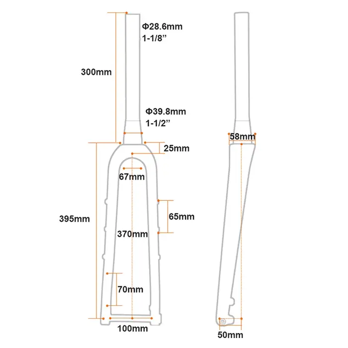 Gravel-Fourche avant en carbone ultralégère pour vélo de route, tube droit et conique, frein à disqu