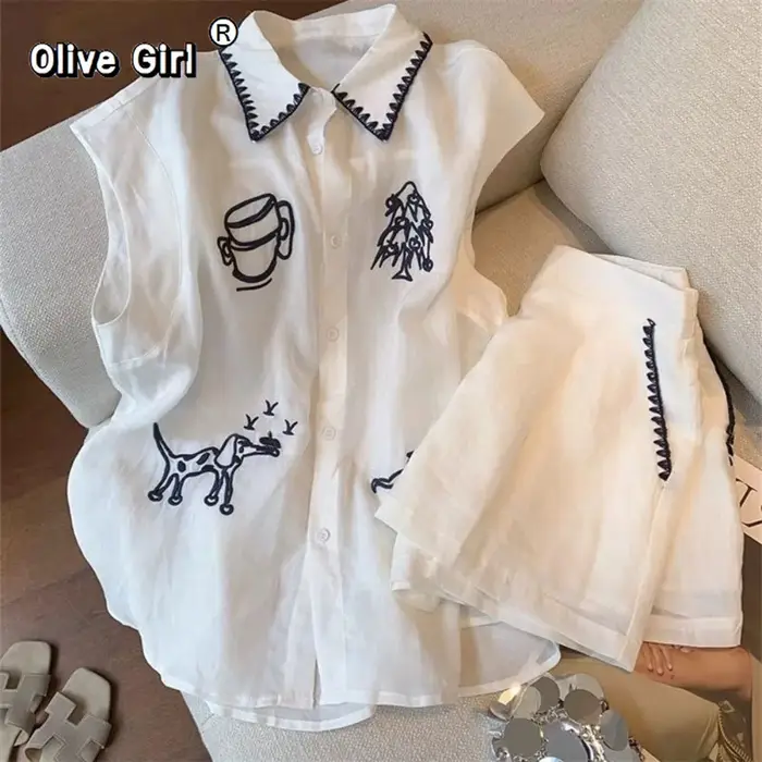 Olive Girl – ensemble Polo et short surdimensionné pour femme