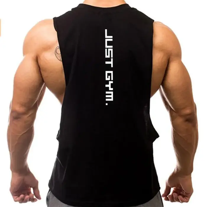 T-shirt sans manches pour homme, vêtement de marque Just Gym, Fitness, coupe sur les côtés, emmanchures tombantes, hauts de musculation et d'entraînement