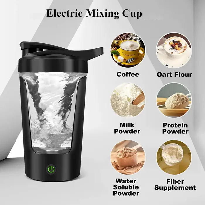 Tasse de mélange électrique de 450ml, mélangeur de bouteilles Portable pour poudre de protéines, pour voyage, maison, bureau, outils de cuisine