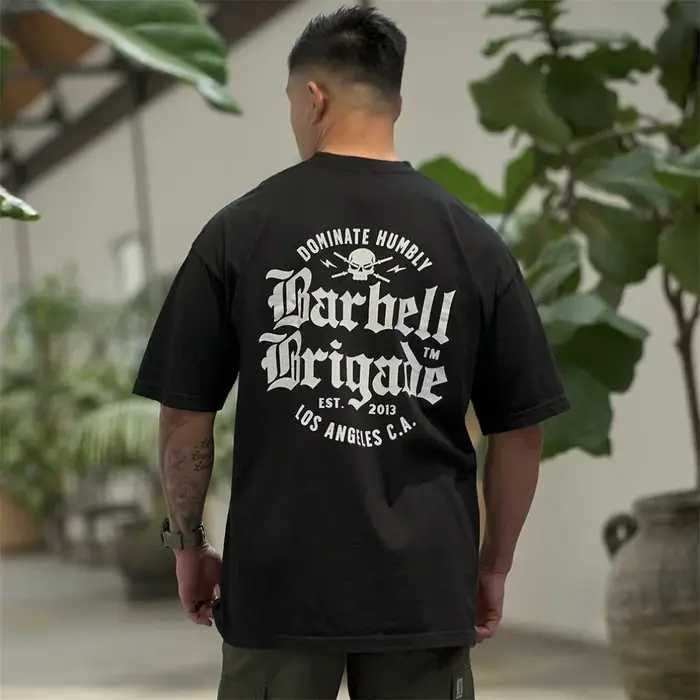 Barbell Brigade T-shirt de gymnastique en coton pour hommes