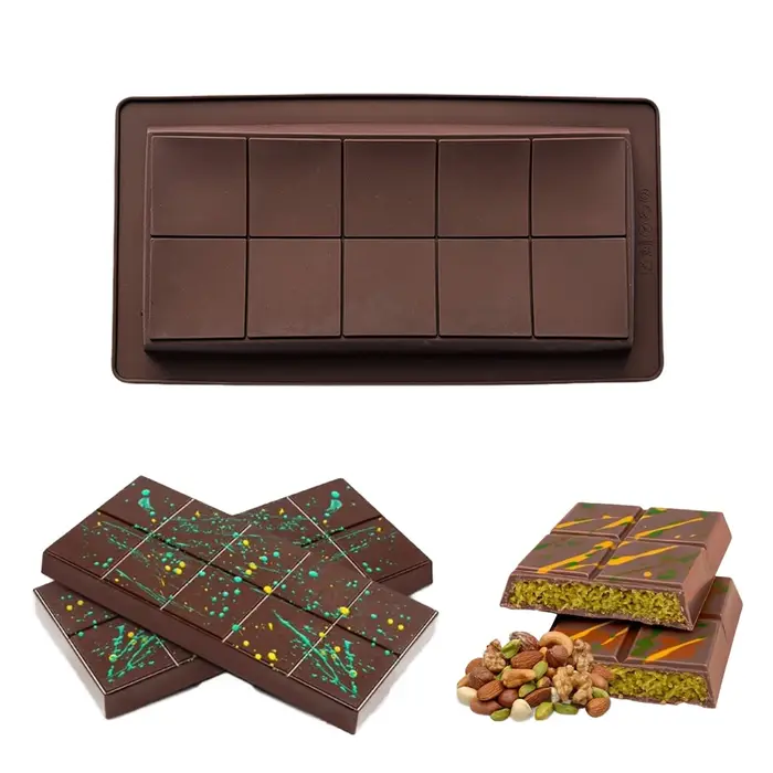 Moule en Silicone pour barre énergétique au chocolat, 10 grilles, page complète), en forme de gâteau, Pudding, Biscuit, décoration de gâteau, ustensiles de cuisson, 1 pièce
