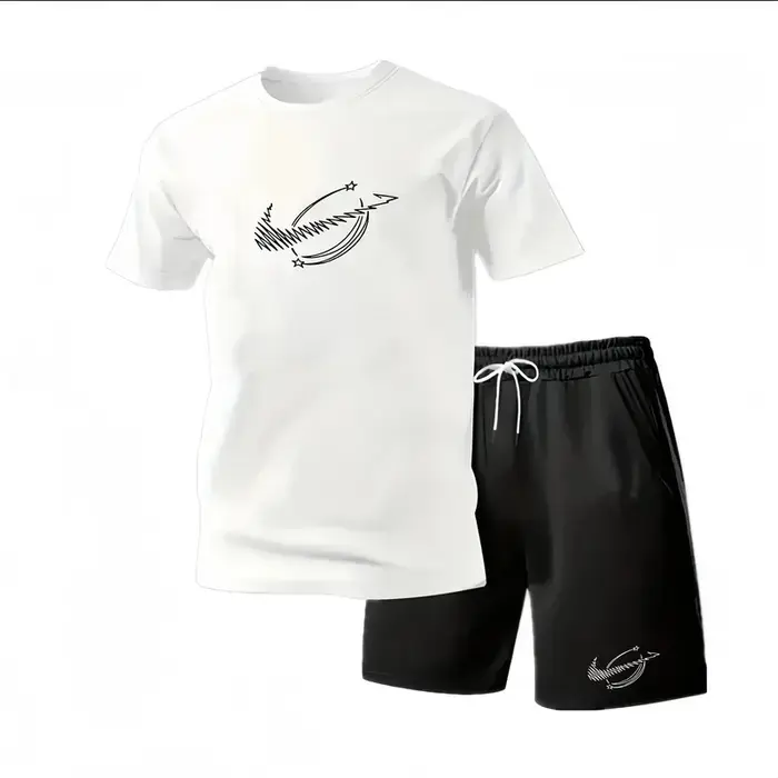 Nouvel ensemble de vêtements de sport d'été pour hommes, t-shirt à manches courtes et short, deux pièces, respirant et à séchage rapide, vêtements décontractés.