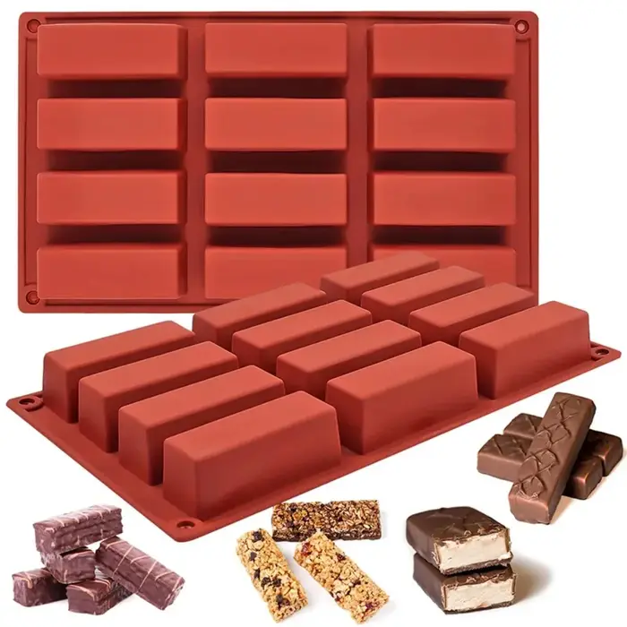 Moules en silicone rectangulaires pour barres chocolatées