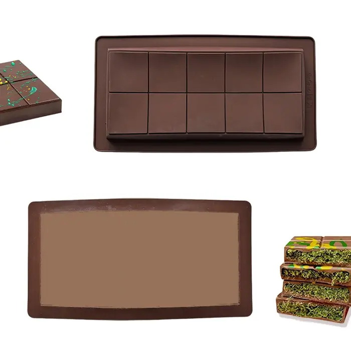 Moule en Silicone pour barre énergétique au chocolat, 10 grilles, page complète), en forme de gâteau, Pudding, Biscuit, décoration de gâteau, ustensiles de cuisson, 1 pièce