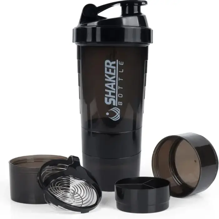 Bouteille Shaker anti-fuite avec 3 couches, Bouteille Shaker, Twist Off, Sports Cup, Poudre, 10000, 