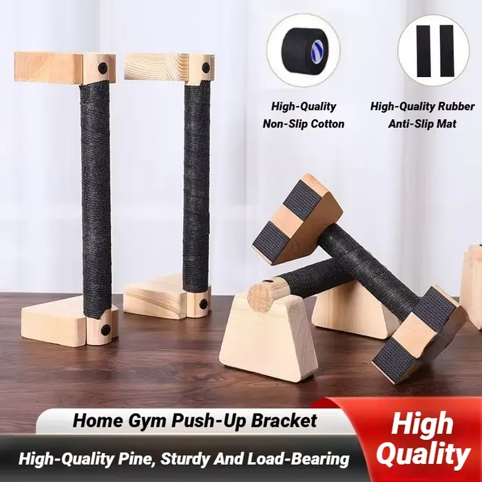 1 Paire de Barres de pompes en bois pour exercices de fitness