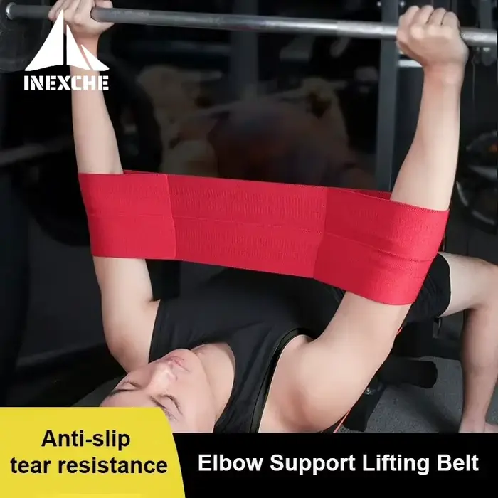 Banc d'haltérophilie, ceinture de rehausseur de presse, Support de coude, large bande en Nylon à haute élasticité, équipement de protection pour gymnastique et Fitness