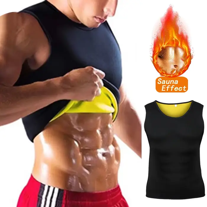 Hommes T-shirts d'entraînement effet Sauna gilet de sport hauts d'exercice vêtements de Fitness minceur perte de poids
