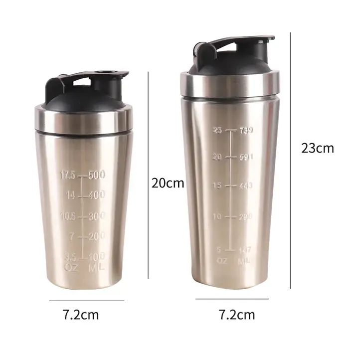 Bouteille shaker en acier inoxydable pour protéines avec boule