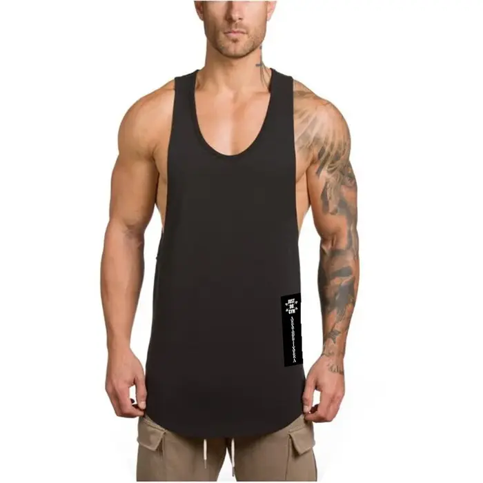 Marque Gym Sport vêtements coton Singlets musculation Stringer débardeurs hommes Fitness chemise Muscle gars sans manches gilets de course