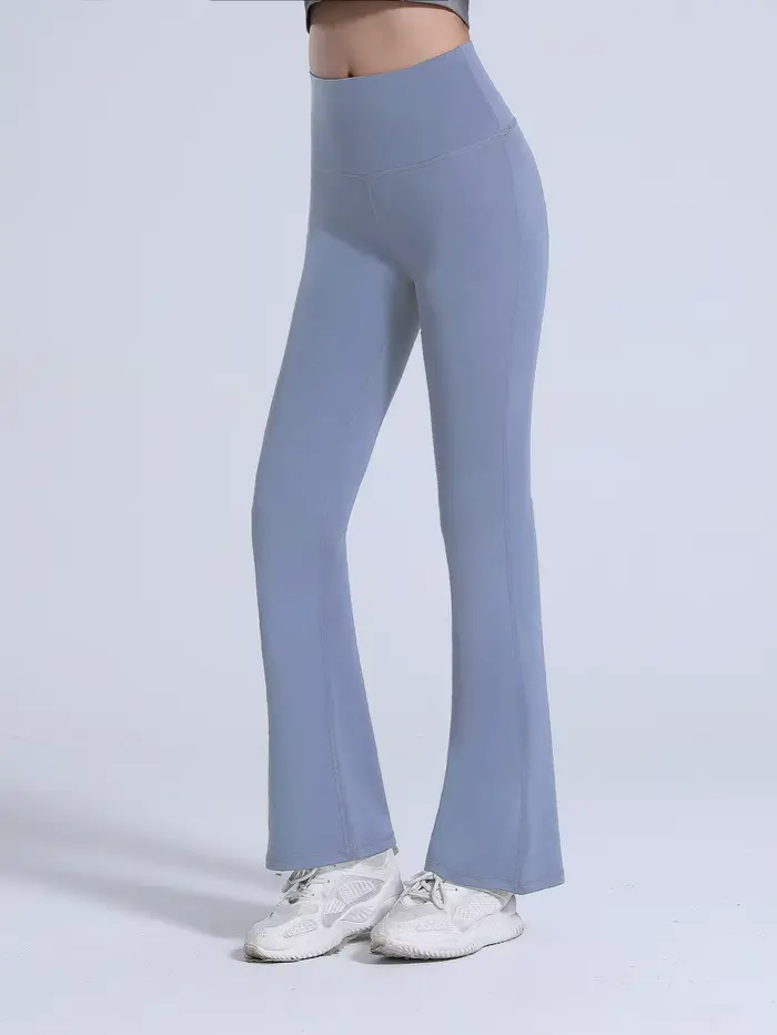 Pantalon de yoga taille haute à jambes larges pour femme, leggings de sport évasés, pantalon de cour