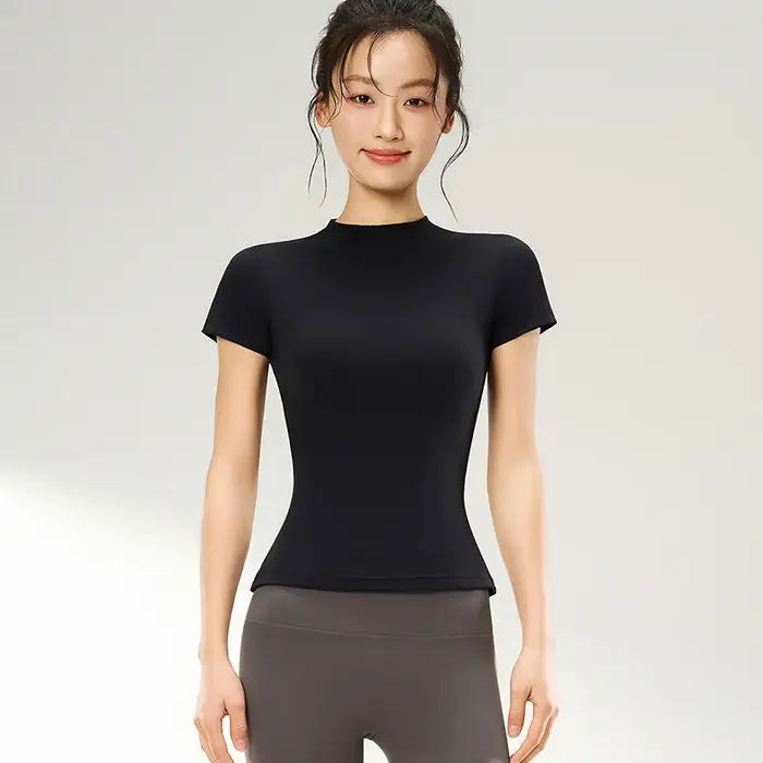 BIVIGAOS T-shirt de sport d'été pour femme, effet seconde peau, haute élasticité, coupe ajustée, sex