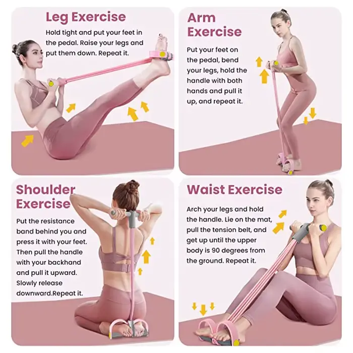 Bandes de résistance, extracteur de pédale de Yoga à 4 tubes, corde de traction élastique, équipement de Fitness pour l'entraînement de l'abdomen, de la taille et des bras