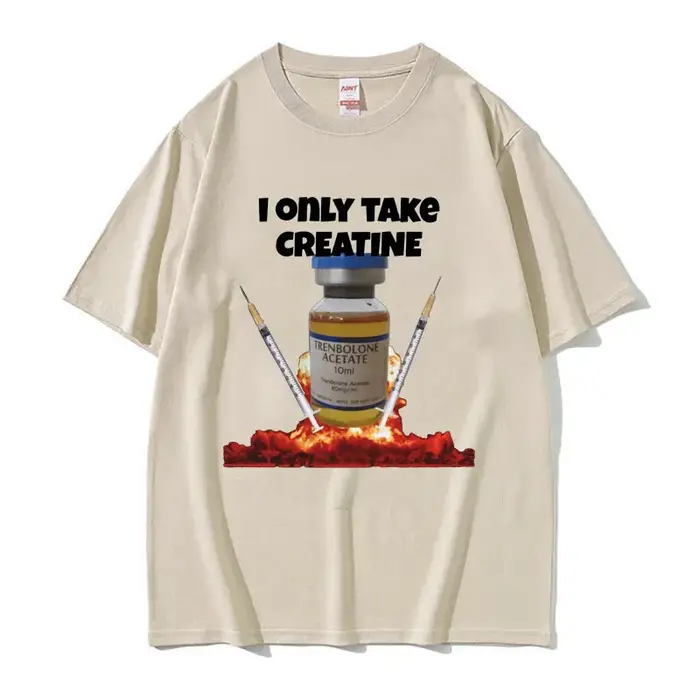 J'ai seul prendre la créatine drôle salle de sport Meme graphique T-shirts hommes surdimensionné haute qualité T-shirt