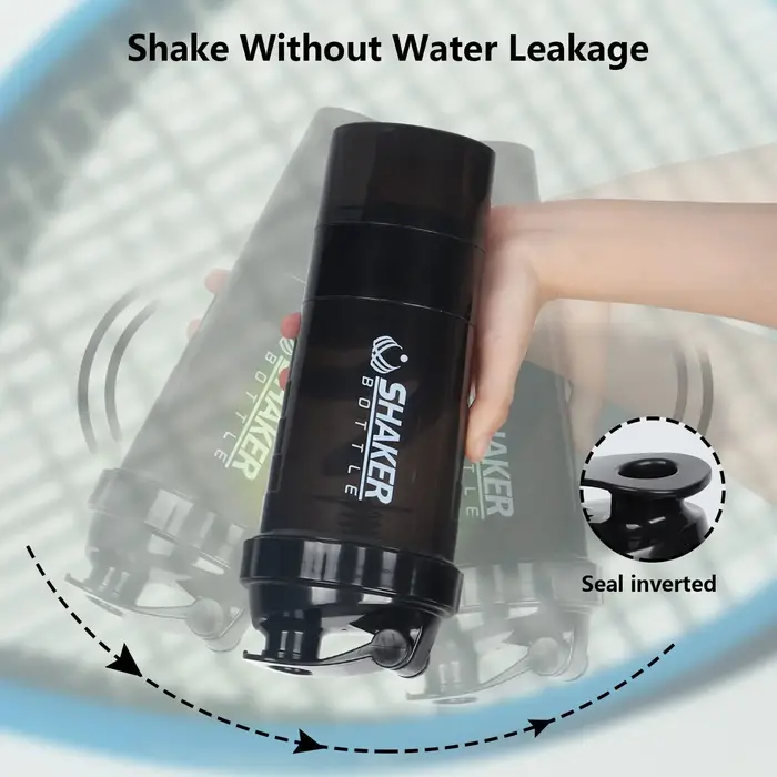 Bouteille shaker à 3 compartiments pour protéines
