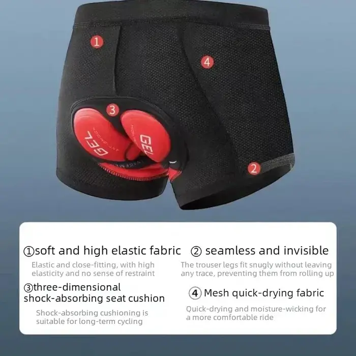 Sous-vêtements de cyclisme pour hommes avec coussinets en gel 5D