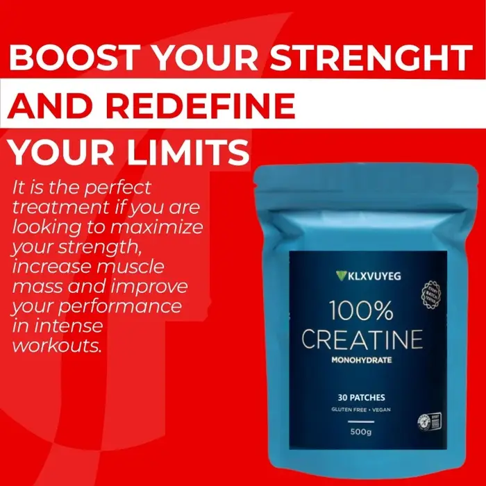 Créatine monohydrate - Musculation, croissance et récupération musculaire, optimale pour les performances physiques élevées et la force musculaire - 30 patchs