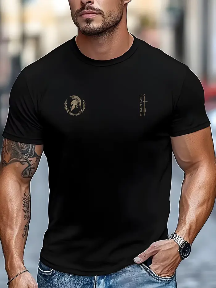 T-shirt décontracté pour homme avec imprimé Spartan Spirit et guerrier spartiate, coupe classique, i