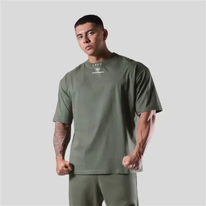 LYFT 100% coton hommes T-Shirt de gymnastique coupe ample à manches courtes Sport Fitness course entraînement chemise d'entraînement en tailles M à XXXL