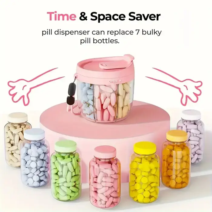 Boîte de rangement portable à 7 compartiments pour compléments vitaminiques