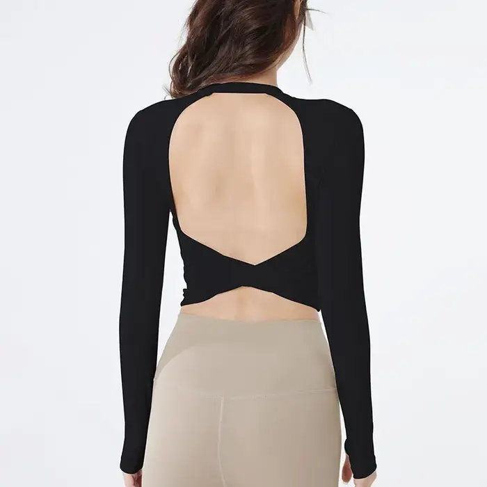Chemise de Yoga pour femmes, haut de sport dos nu, Sexy, à la mode, vêtements d'entraînement, course