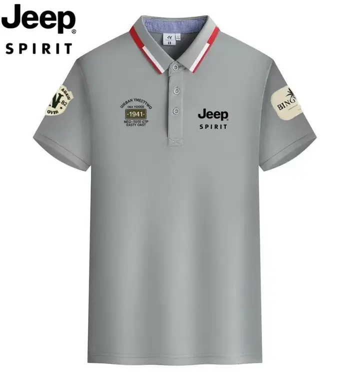 Polo décontracté d'été pour homme Jeep Spirit - T-shirt d'affaires à manches courtes et col revers pour l'été - Grande