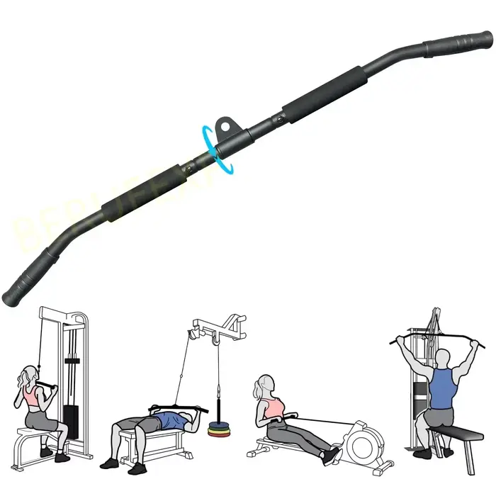 Barre de traction latérale 39,4'' Accessoires de traction latérale Barre de triceps avec pivot à 360° pour système de poulie Accessoires de machine à câble de salle de sport