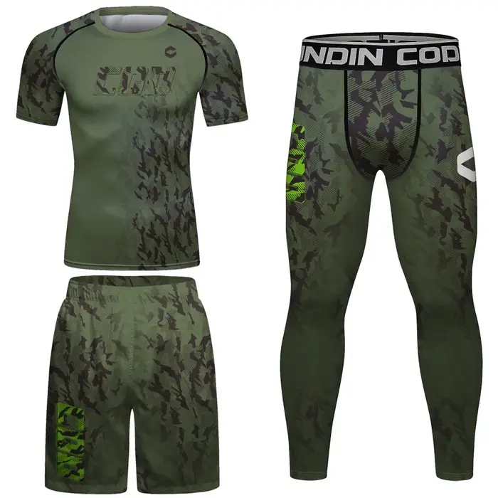 Vêtements de boxe ensemble ajusté MMA Rashguards Kits hommes Bjj combat couche de Base Leggings T-shirt Bjj Blouses