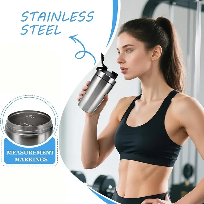 Bouteille shaker en acier inoxydable pour protéines avec boule