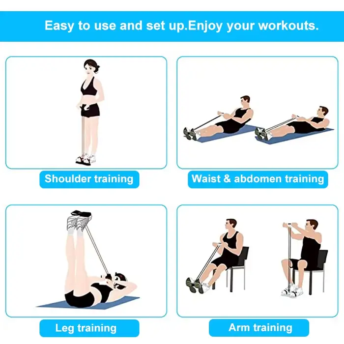 Bandes de résistance, extracteur de pédale de Yoga à 4 tubes, corde de traction élastique, équipement de Fitness pour l'entraînement de l'abdomen, de la taille et des bras