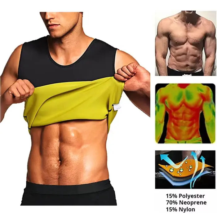 Hommes T-shirts d'entraînement effet Sauna gilet de sport hauts d'exercice vêtements de Fitness minceur perte de poids