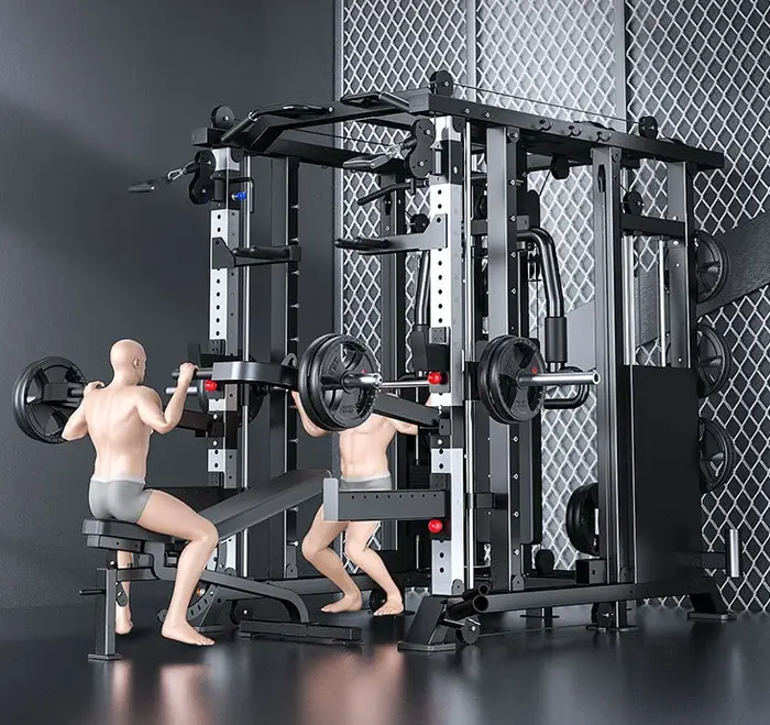 Station d'entraînement multifonctionnelle Smith Machine professionnelle, équipement de fitness combiné pour squats et exercices de type 'Small Bird Gantry'