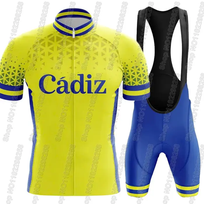 Ensemble Maillot et Cuissard Cycliste Cadiz Team Espagne 2025 – Tenue d'Été pour Vélo de Route et VTT