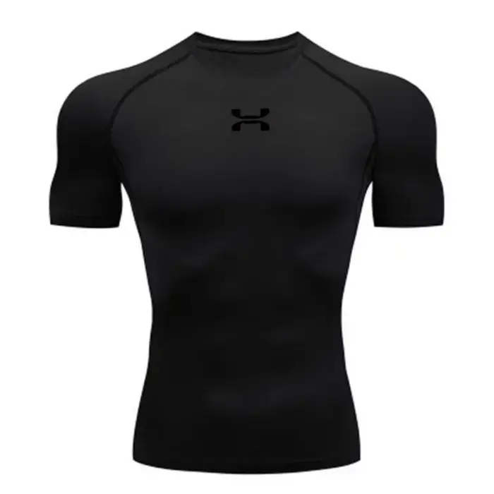 Vêtements de fitness, sweat-shirt de compression d'été à manches courtes pour hommes