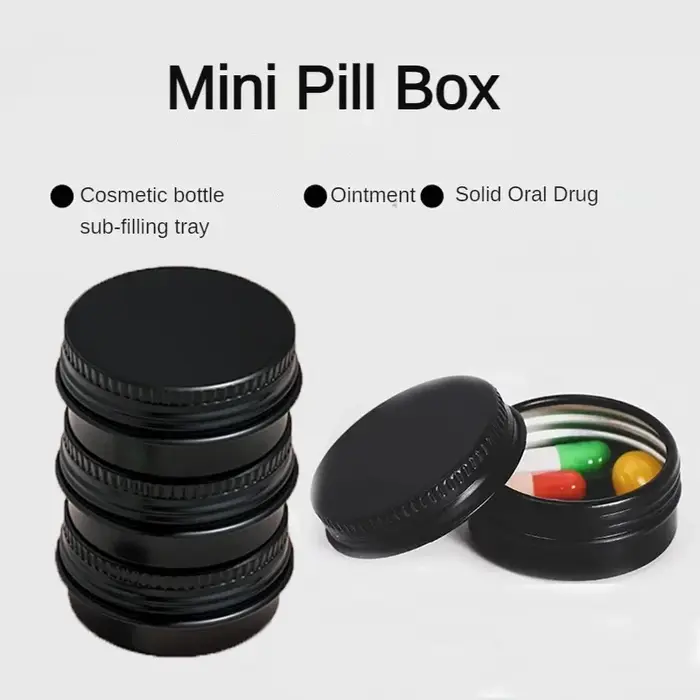 Mini boîte à médicaments Portable noire