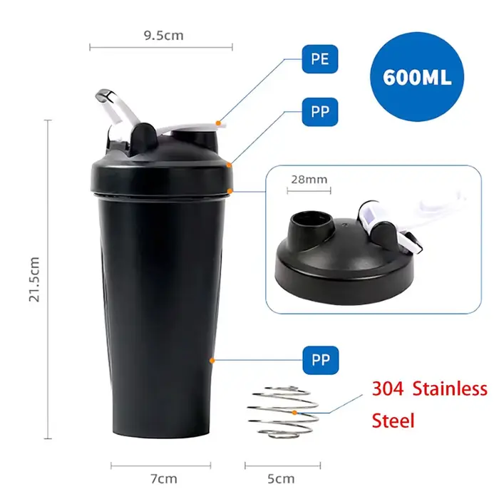 Shaker à protéines Portable de 600ml