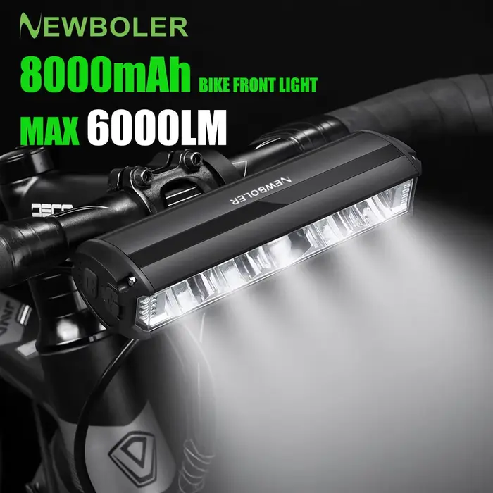NEWBOLER vélo lumière avant 6000 Lumen vélo lumière 8000 mAh étanche lampe de poche USB charge vtt r